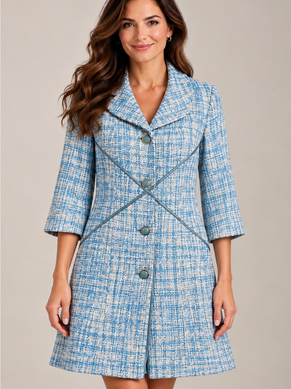Spenser Jeremy Blue & White Tweed Long Jacket / Coat – Size Small